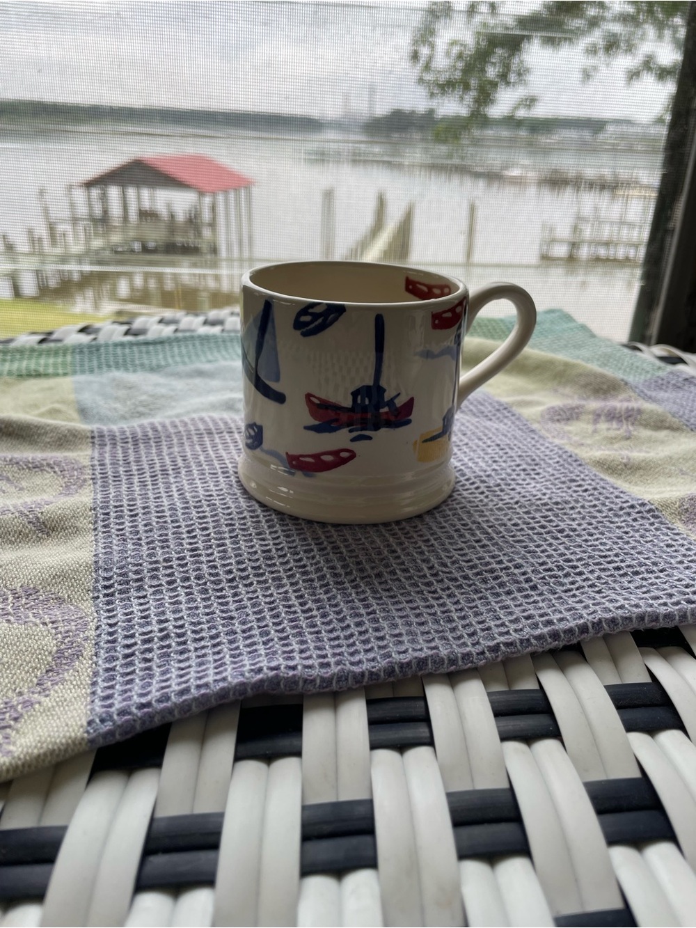 Two Emma Bridgewater Nautical Ceramic Mug – Blue & Red Seabird and Boat Design - Picture 2 of 10